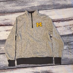 University of Michigan OTS Quarter Zip Pullover Gray Fleece Size Medium